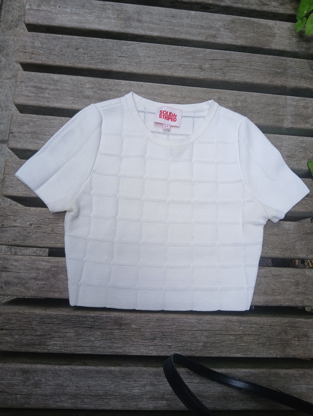 SOLID & STRIPED White Textured Crop Top